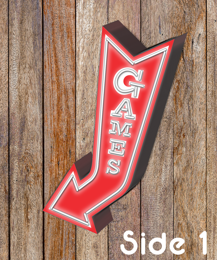 Games Arrow Double Sided Vintage Neon Sign
